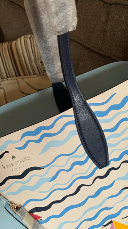 Kate Spade Reversible Sailboat Tote and Wristlet