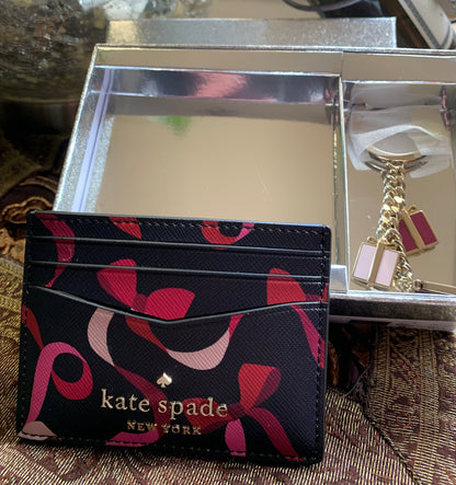 Kate Spade Gift Print Card Case and Keychain Set
