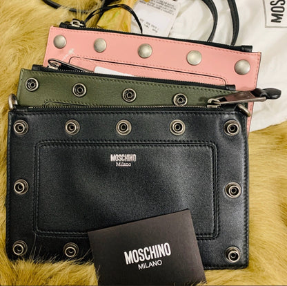 Moschino Three-Pouch Leather Crossbody