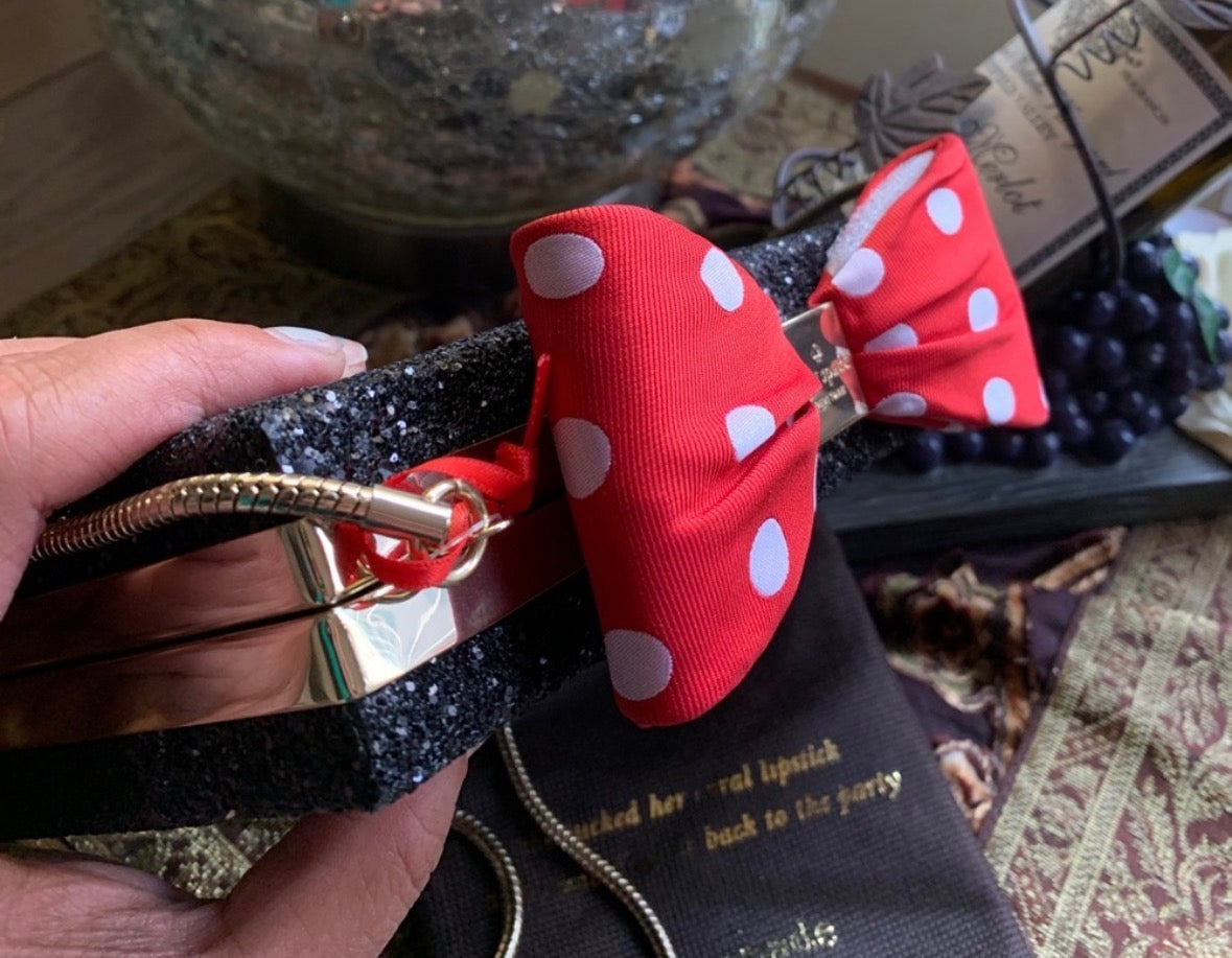 Authentic Kate Spade glitter leather Minnie L.EDITION BOX CLutch or Crosby Ruby Luxury
