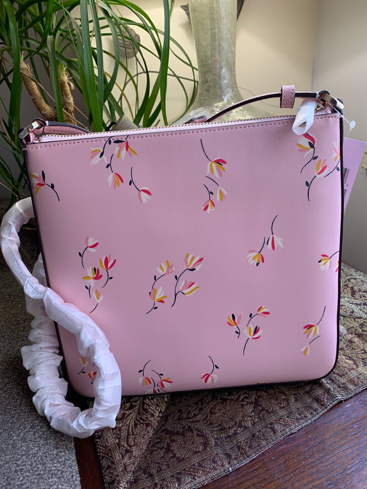 Authentic Kate Spade Saffiano leather floral zip top Crosby Ruby Luxury