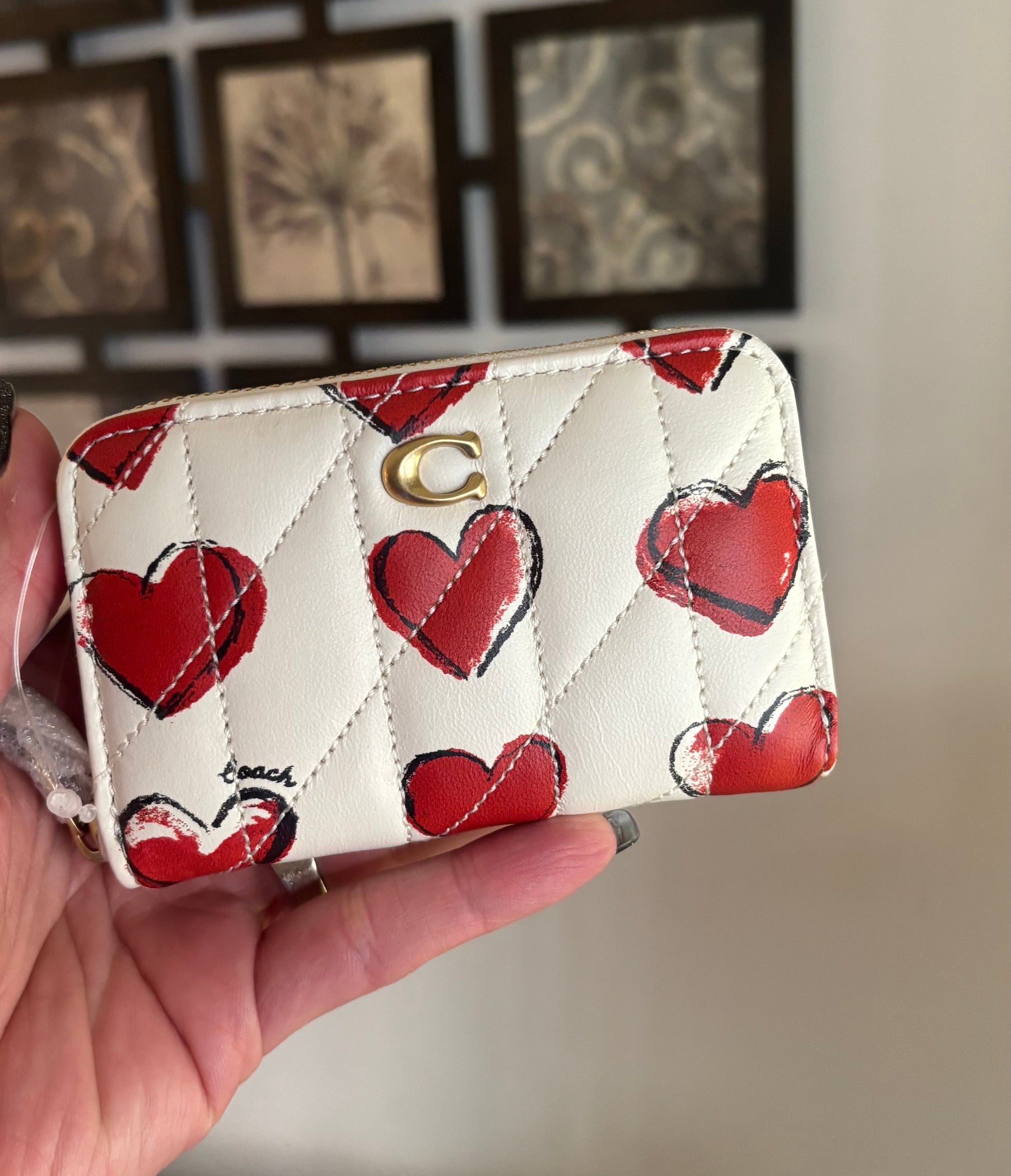 Authentic Coach 1941 Nappa leather Heart zip around 3 compartments wallet. Ruby Luxury
