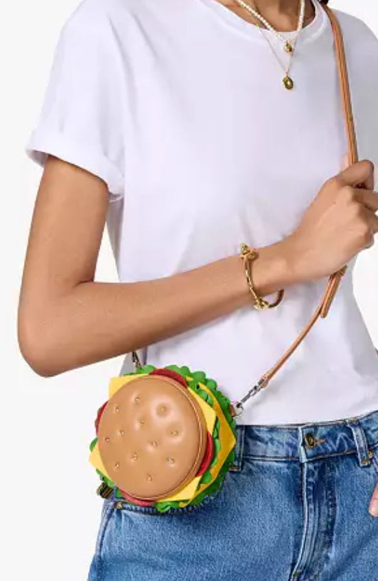 Authentic Kate spade Leather Burger zip around embellished Crossbody Ruby Luxury