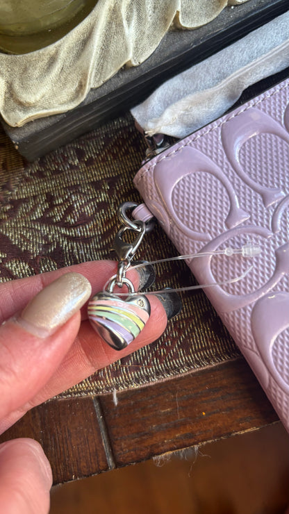 Coach Patent Signature Heart Charm Wristlet