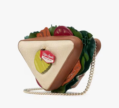Authentic Kate Spade Sandwich embellished Leather/crystal satin zip Crossbody Ruby Luxury