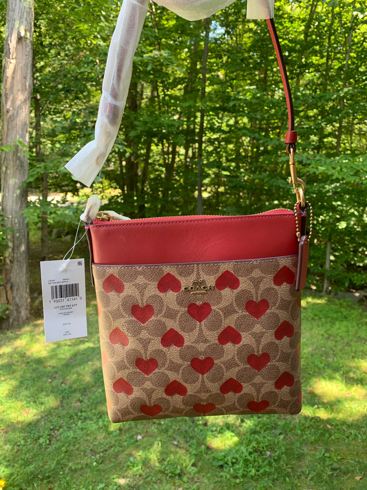 Authentic coach 1941 Coated Signature Canvas /refined calf leather top zip Crossbody Ruby Luxury
