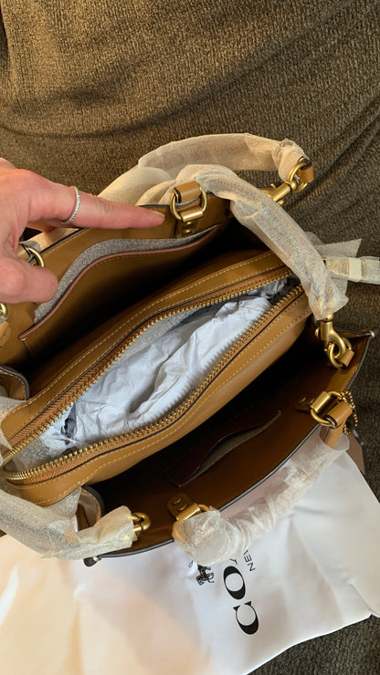 Authentic COACH 1941 glovetanned leather sequins lips 3 compartments satchel/shoulder/Crosby - Ruby Luxury