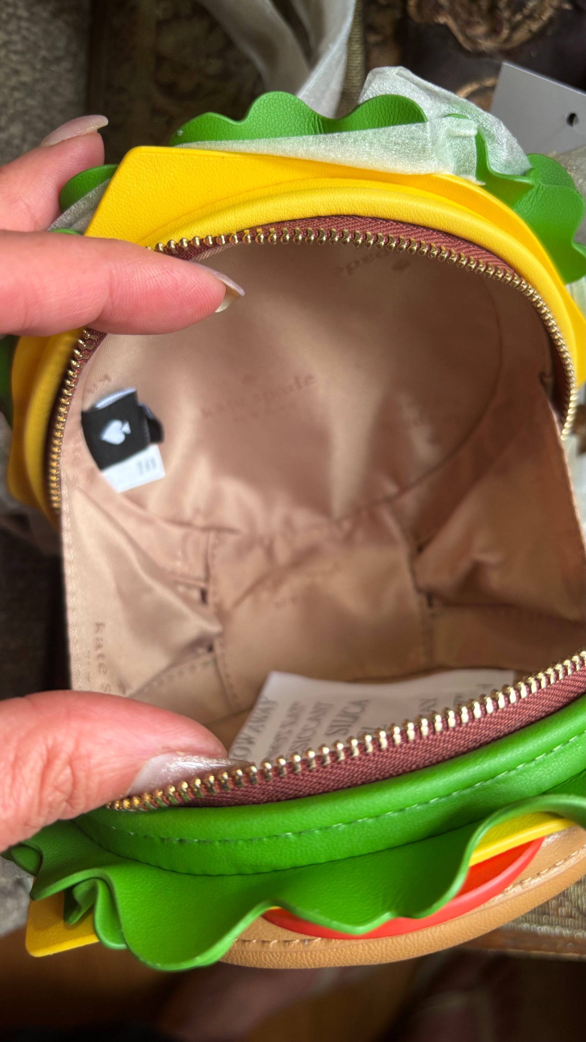Authentic Kate spade Leather Burger zip around embellished Crossbody Ruby Luxury