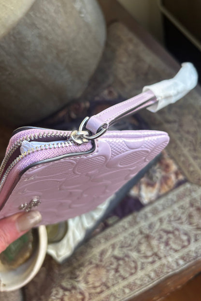 Coach Patent Signature Heart Charm Wristlet