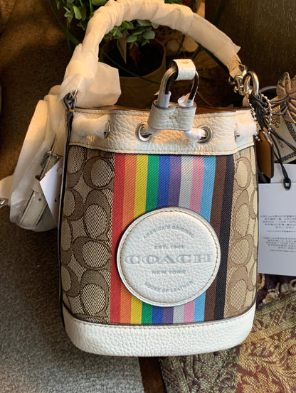 Coach Rainbow Signature Drawstring Crossbody