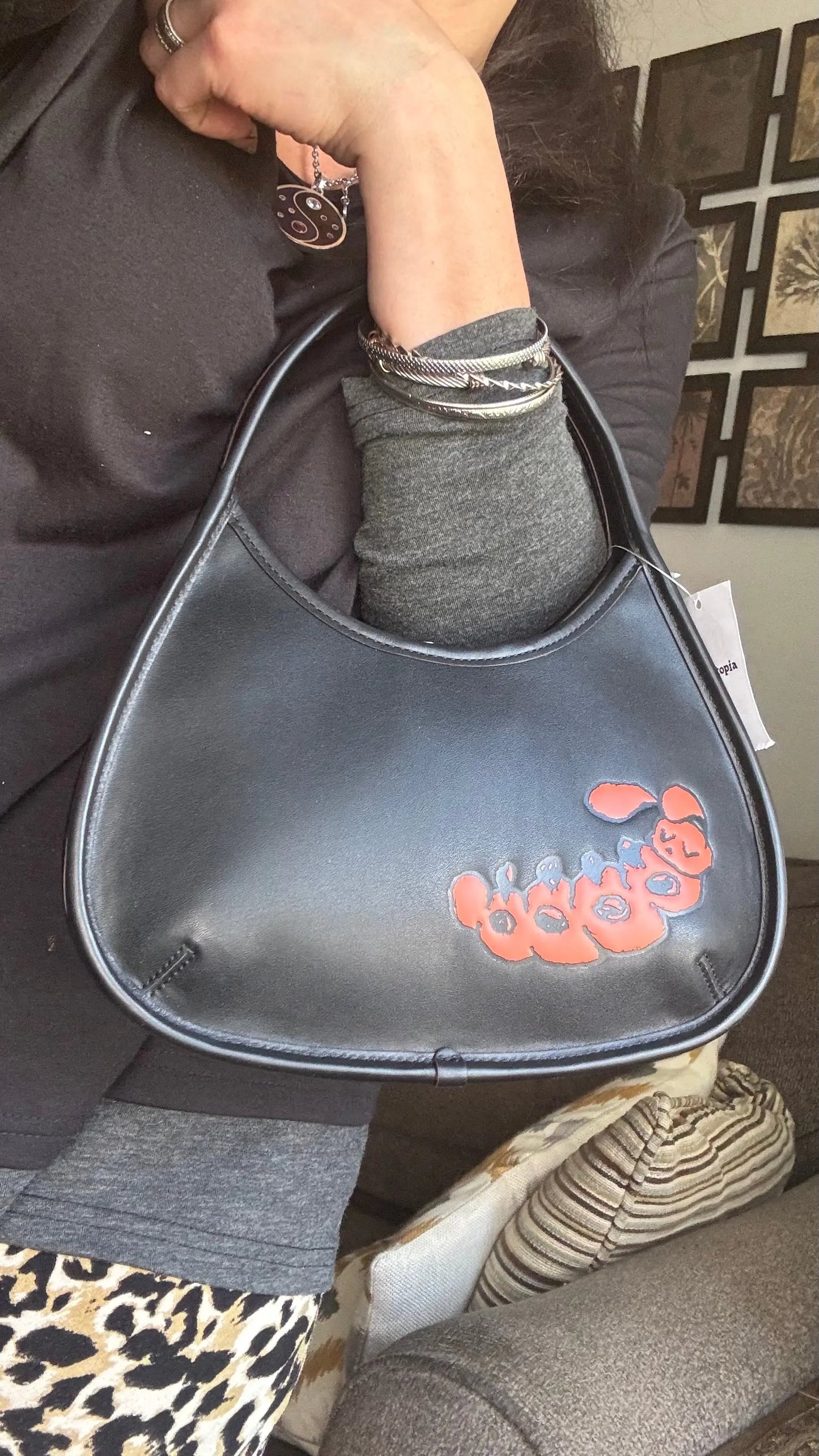 Authentic COACHTOPIA Leather Caterpillar shoulder magnetic closure hobo/card set Ruby Luxury