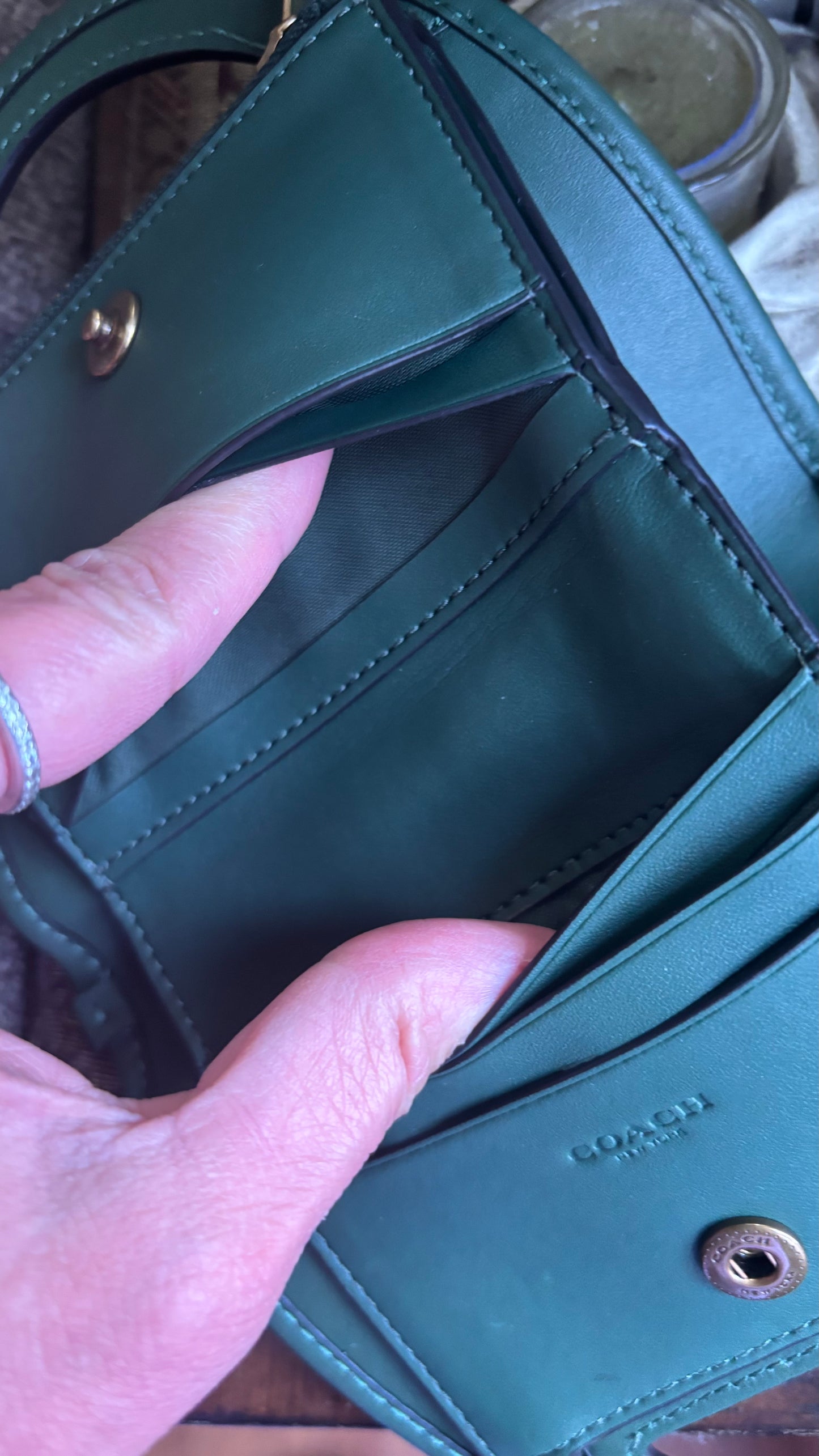 Authentic COACH 1941 Elegant Green Glovetanned leather Chain Shoulder Bag/Wallet/clutch Ruby Luxury
