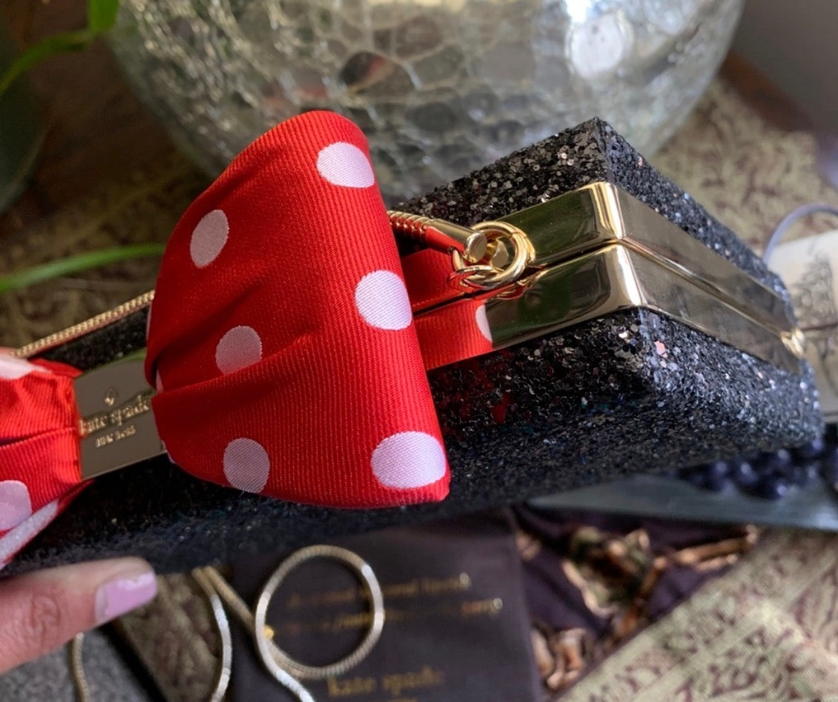 Authentic Kate Spade glitter leather Minnie L.EDITION BOX CLutch or Crosby Ruby Luxury