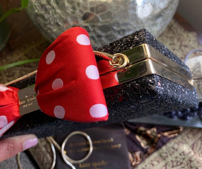 Authentic Kate Spade glitter leather Minnie L.EDITION BOX CLutch or Crosby Ruby Luxury