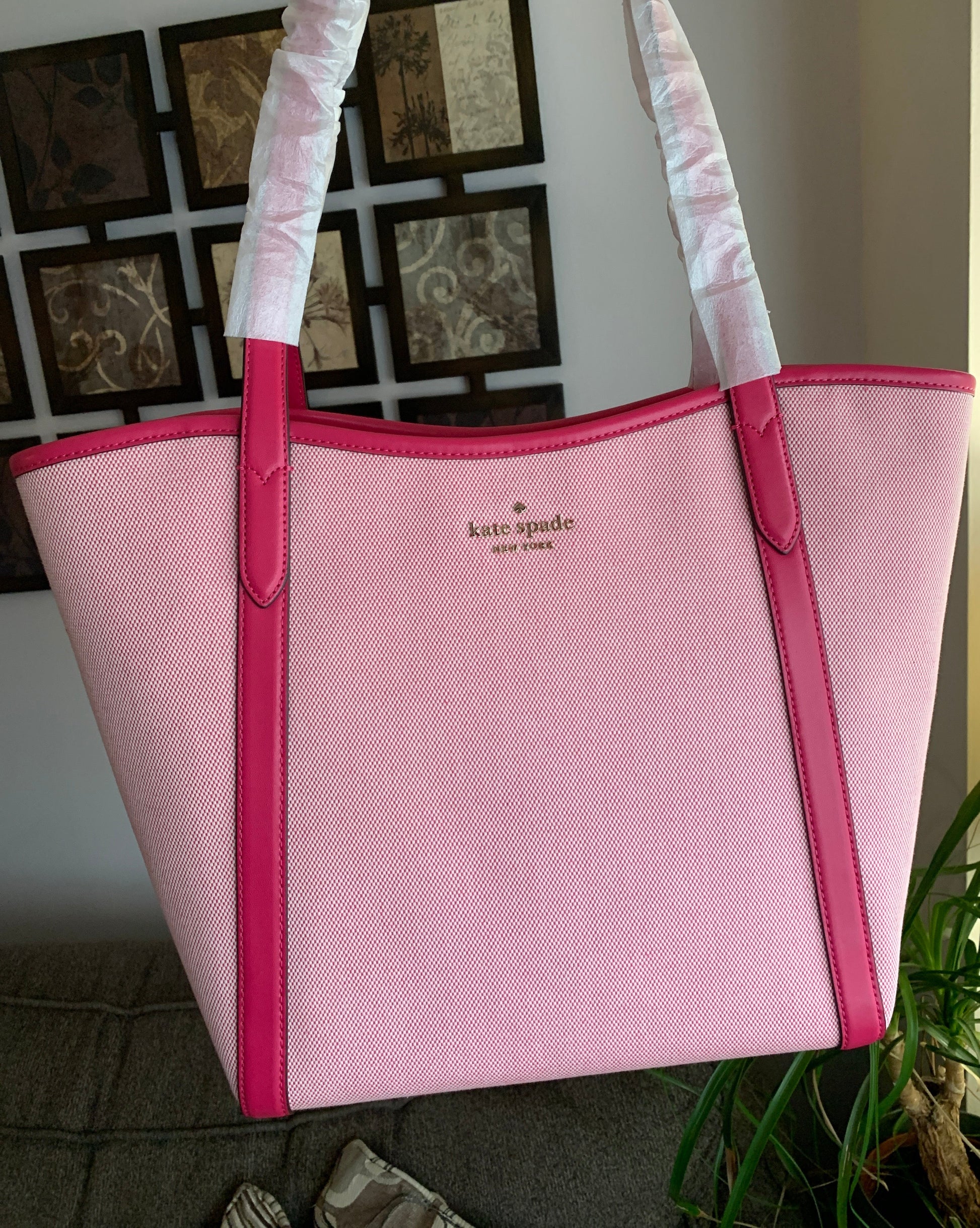 Authentic KATE SPADE Leather/canvas zip tote Ruby Luxury