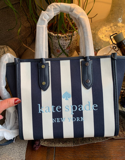 Kate Spade Striped Canvas and Leather Satchel