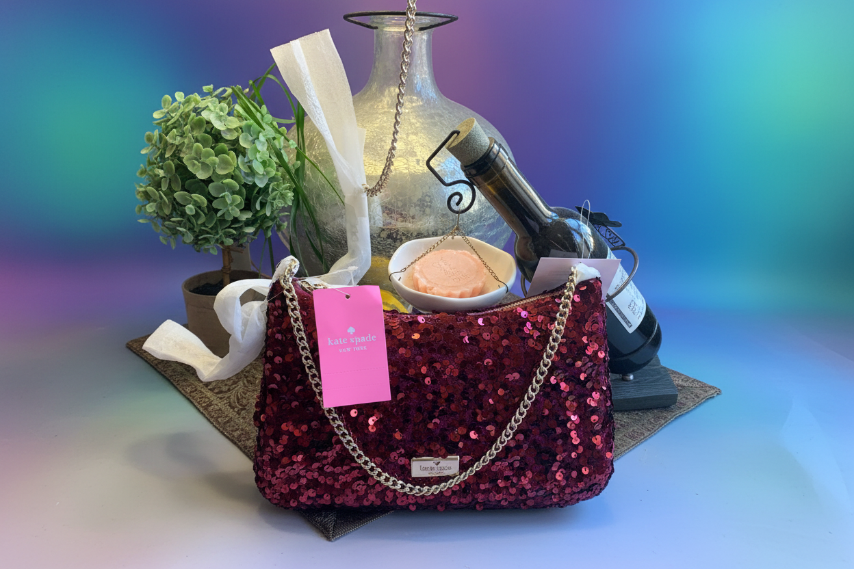 Authentic KATE SPADE Sequins top zip Clutch/shoulder/Crossbody Ruby Luxury