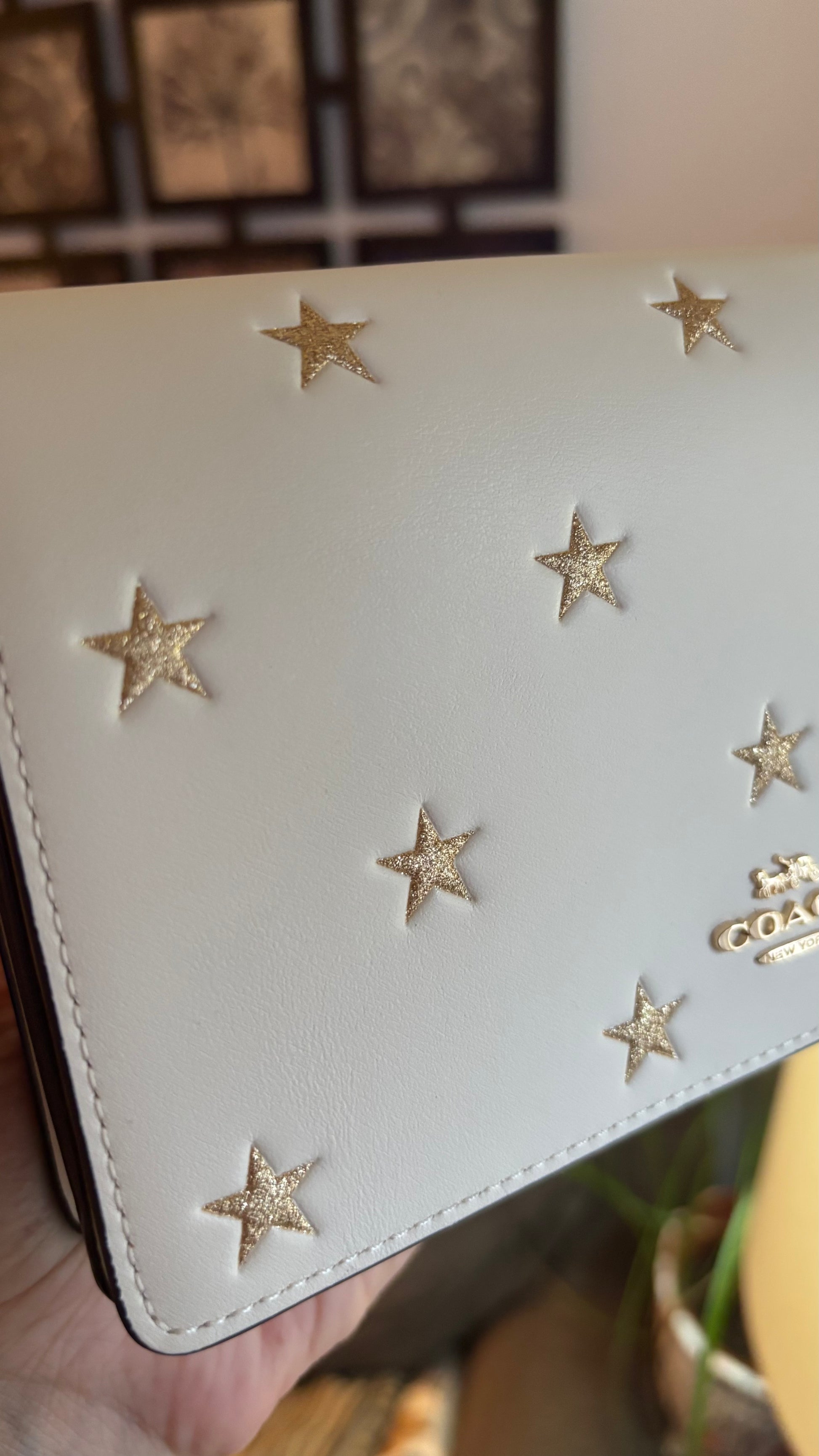 Authentic COACH crossbody Smooth glitter stars  flap crossbody with a card holder Ruby Luxury