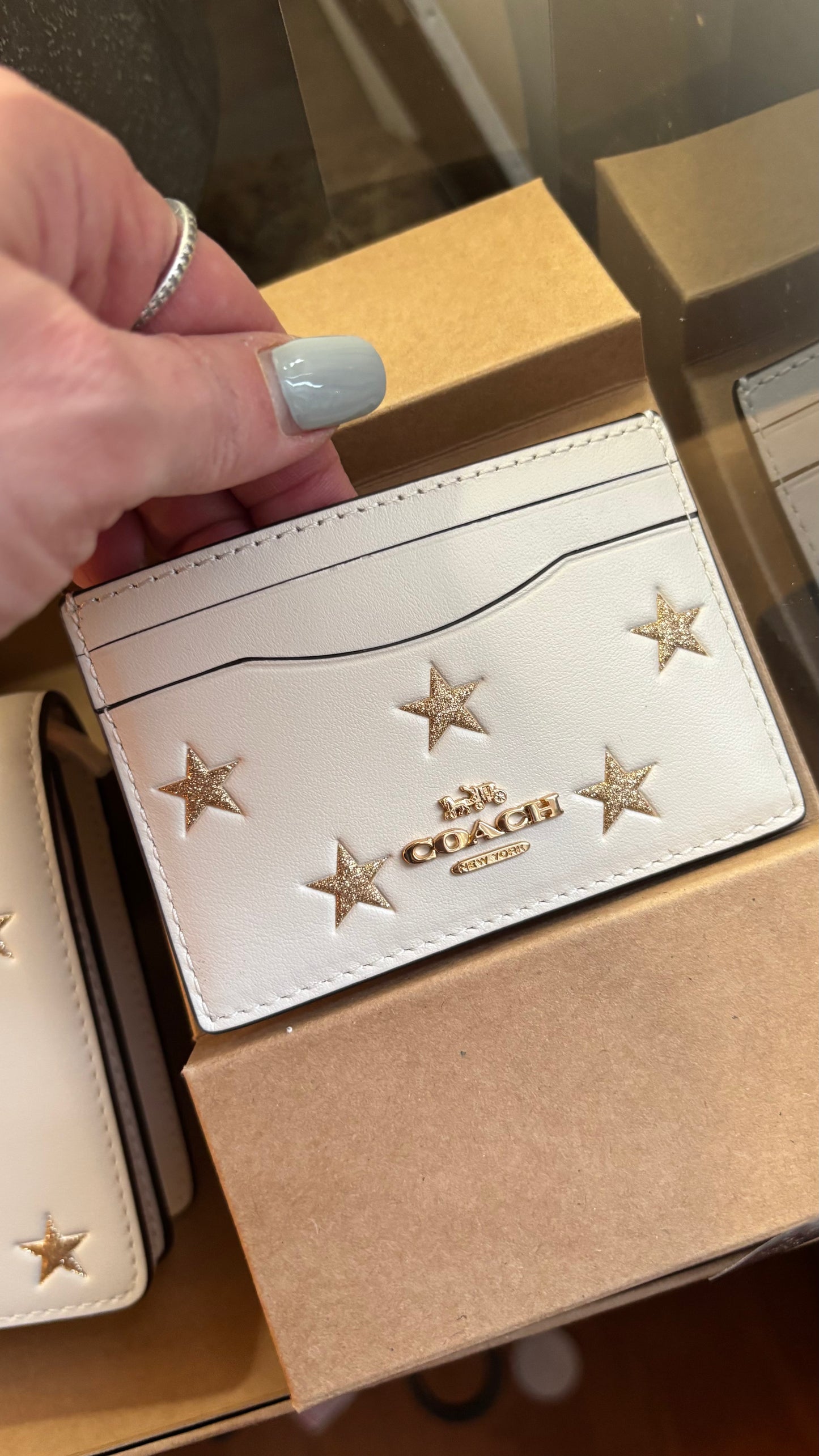 Authentic COACH crossbody Smooth glitter stars  flap crossbody with a card holder Ruby Luxury