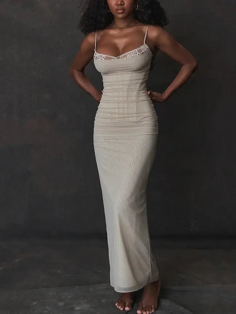 Elegant Spaghetti Strap Backless Dress Ruby Luxury