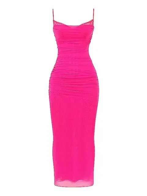 Elegant Spaghetti Strap Backless Dress Ruby Luxury