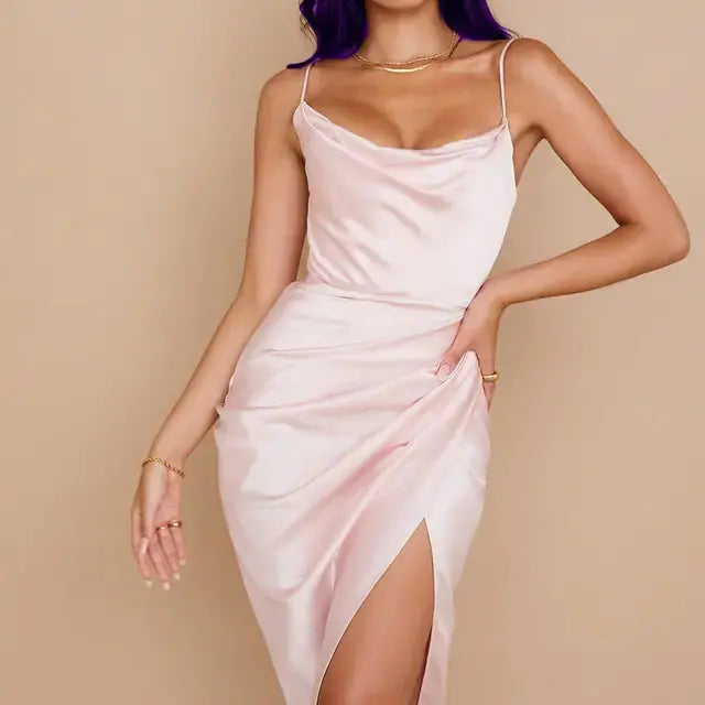Sling Temperament Folds Dress Ruby Luxury