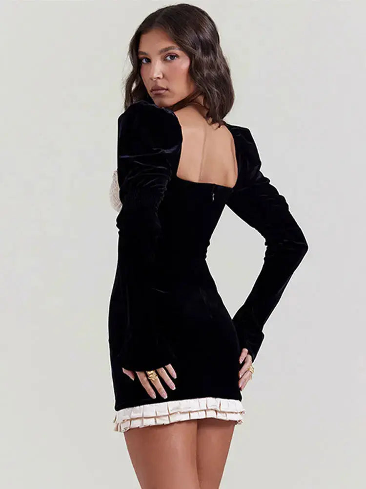 Elegant Dress Patchwork Velvet Women - Ruby Luxury