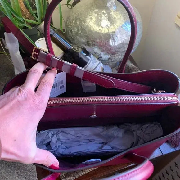 Authentic Kate spade Leather OPEN/zip SATCHEL/CROSBY Ruby Luxury