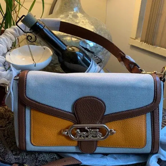 Authentic COACH 1941 Leather/Canvas magnetic flap shoulder/satchel/Crossbody Ruby Luxury