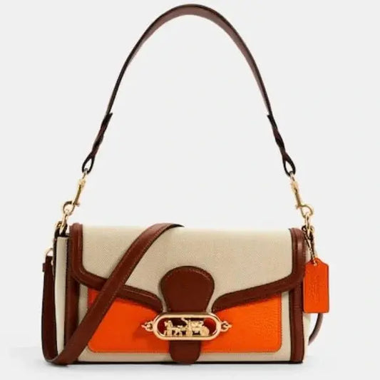 Authentic COACH 1941 Leather/Canvas magnetic flap shoulder/satchel/Crossbody Ruby Luxury