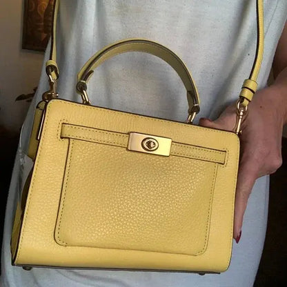 Coach Pebbled Leather Turnlock Satchel
