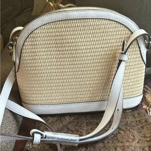 Authentic KATE SPADE leather/Straw zip top Crossbody Ruby Luxury