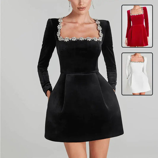 Floral Rhinestone Dress Ruby Luxury