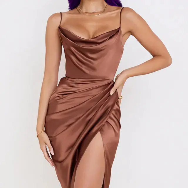 Sling Temperament Folds Dress Ruby Luxury