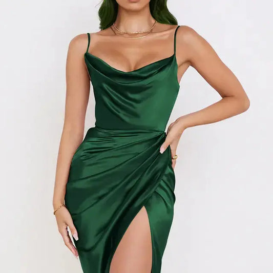 Sling Temperament Folds Dress Ruby Luxury